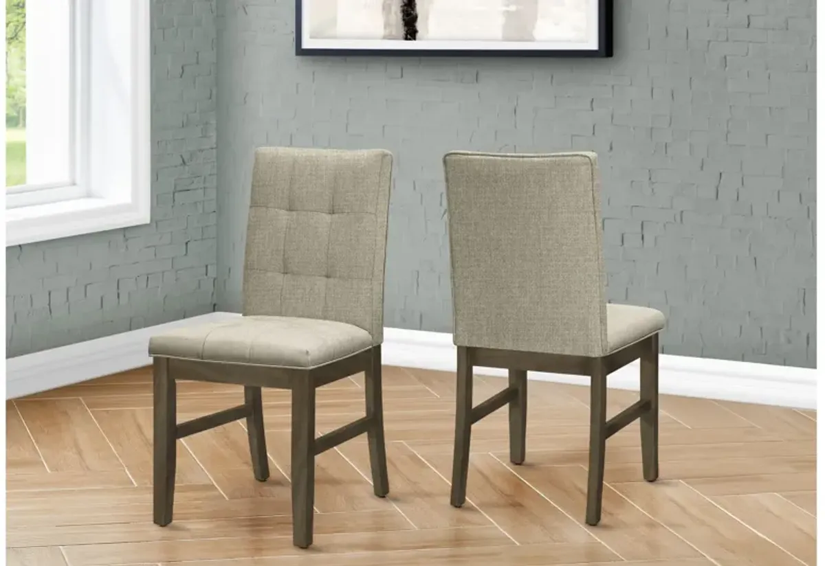 Monarch Specialties I 1378 - Grey/Brown Dining Chair - 2-Pack