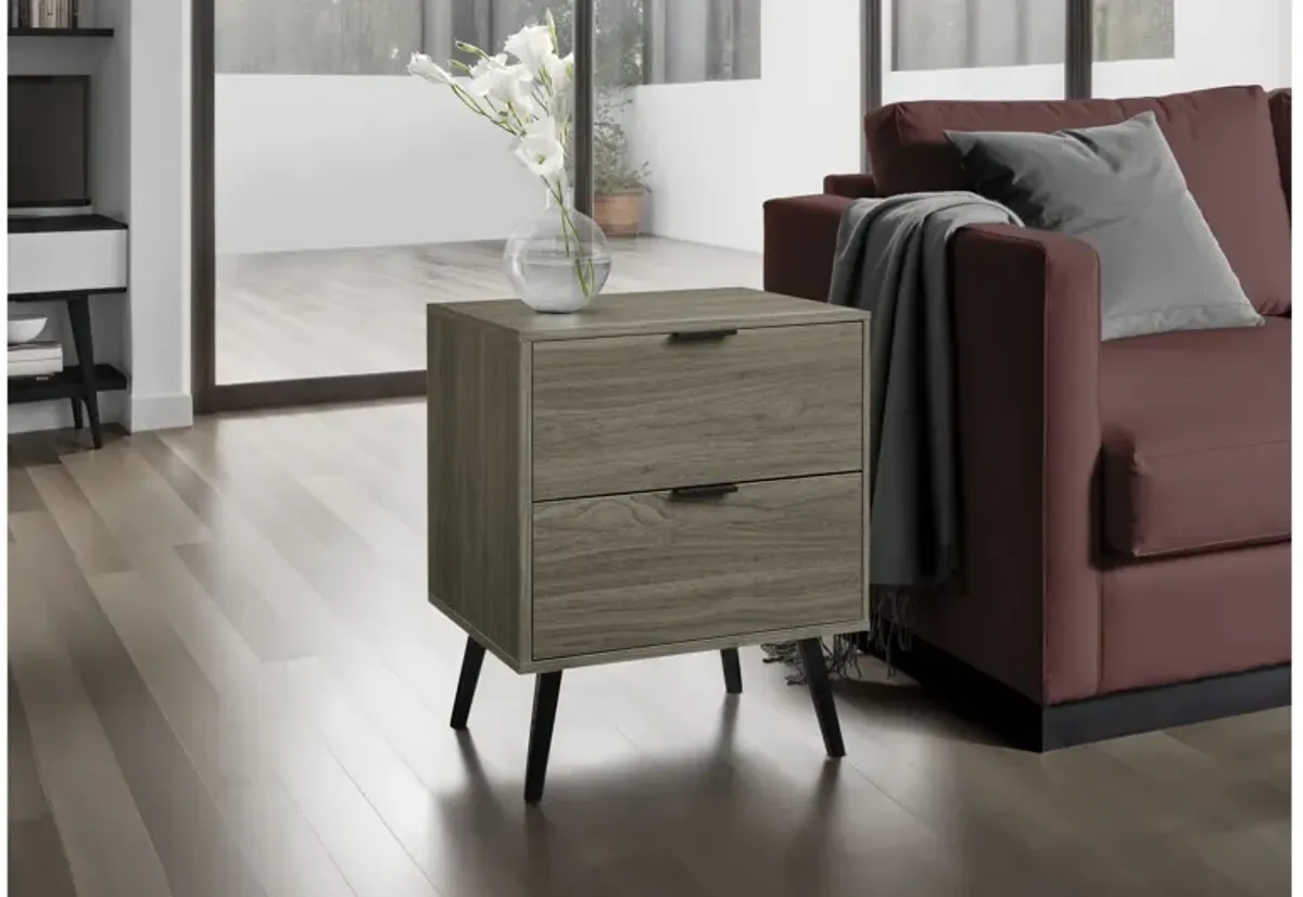 Monarch Specialties I 3608 - Grey End Table With 2 Drawers