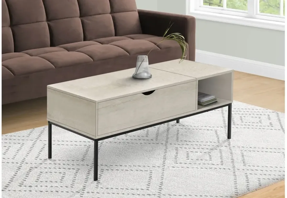 Monarch Specialties I 3807 - 42" Lift-Top Washed Oak Coffee Table