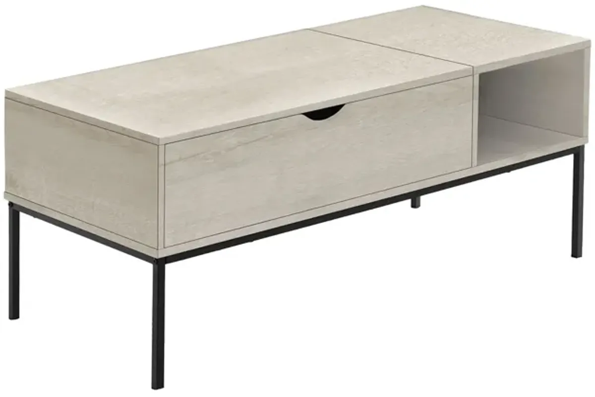 Monarch Specialties I 3807 - 42" Lift-Top Washed Oak Coffee Table
