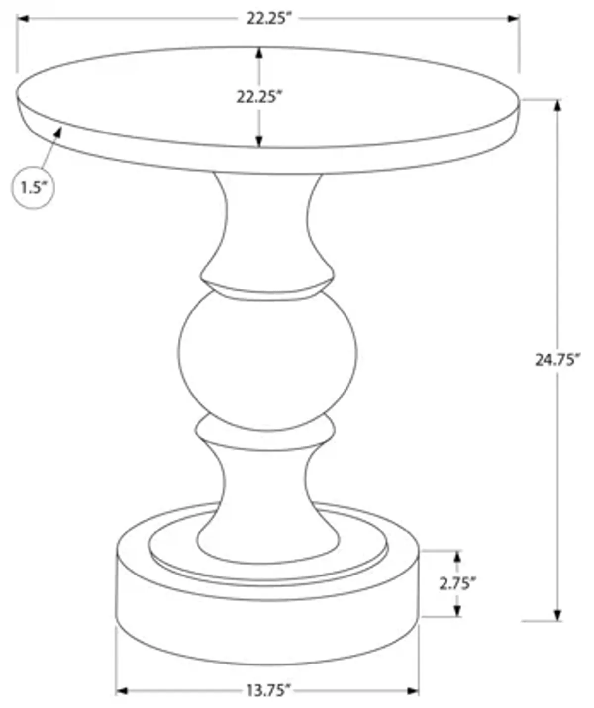 Monarch Specialties I 4161 - 25" White Pedestal Table