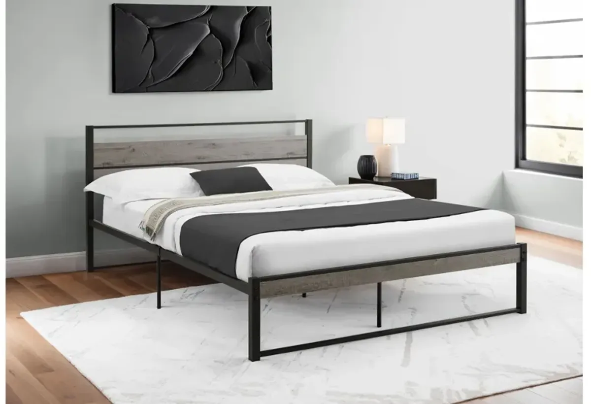Monarch Specialties I 6071Q -  Grey Queen Platform Bed