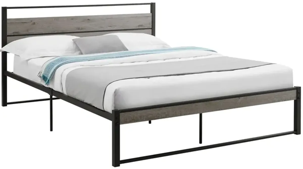Monarch Specialties I 6071Q -  Grey Queen Platform Bed