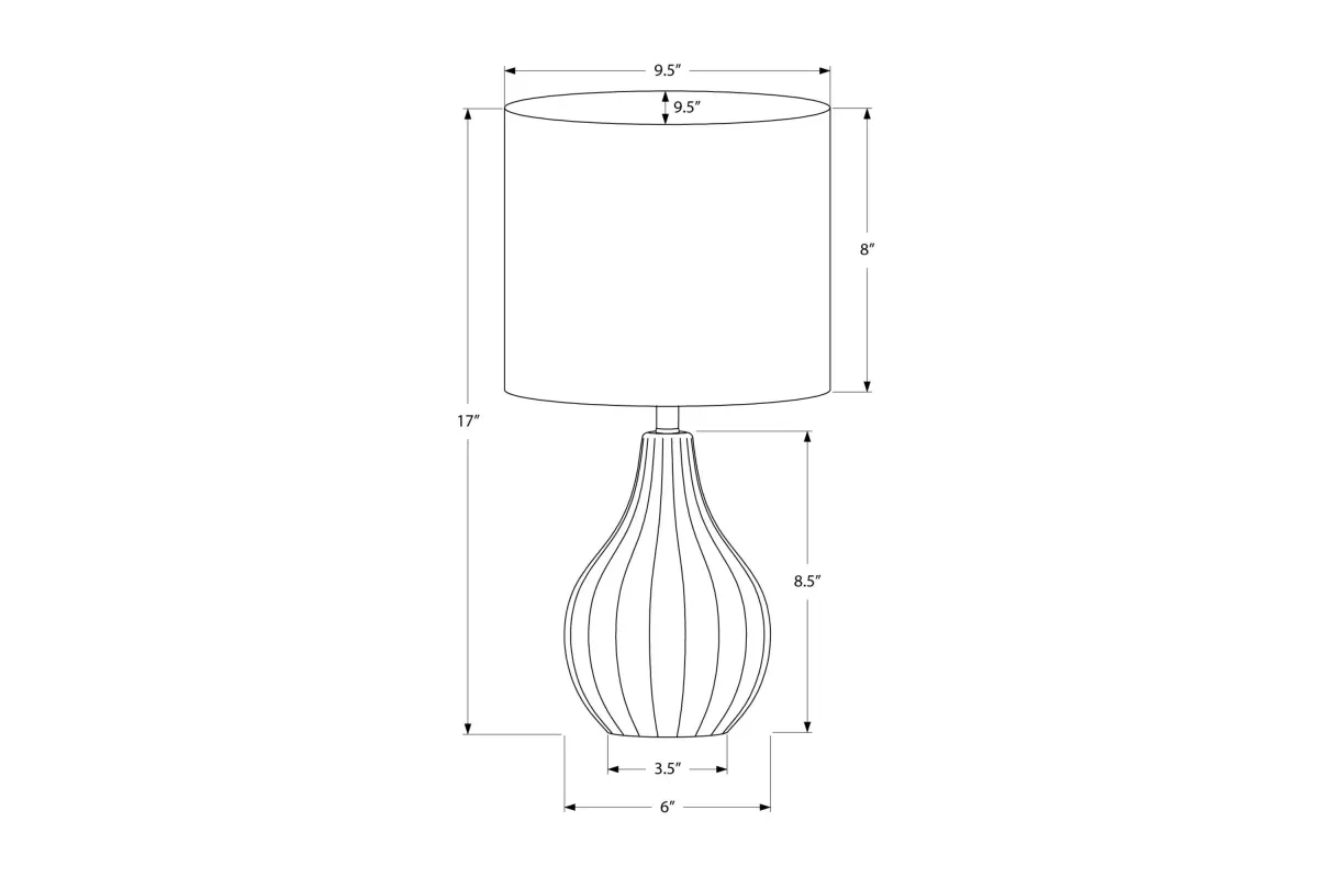 Monarch Specialties I 9774 -17" Table Lamp Grey Ceramic / Ivory Shade