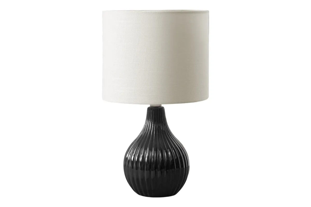 Monarch Specialties I 9775 -17" Table Lamp Black Ceramic / Ivory Shade