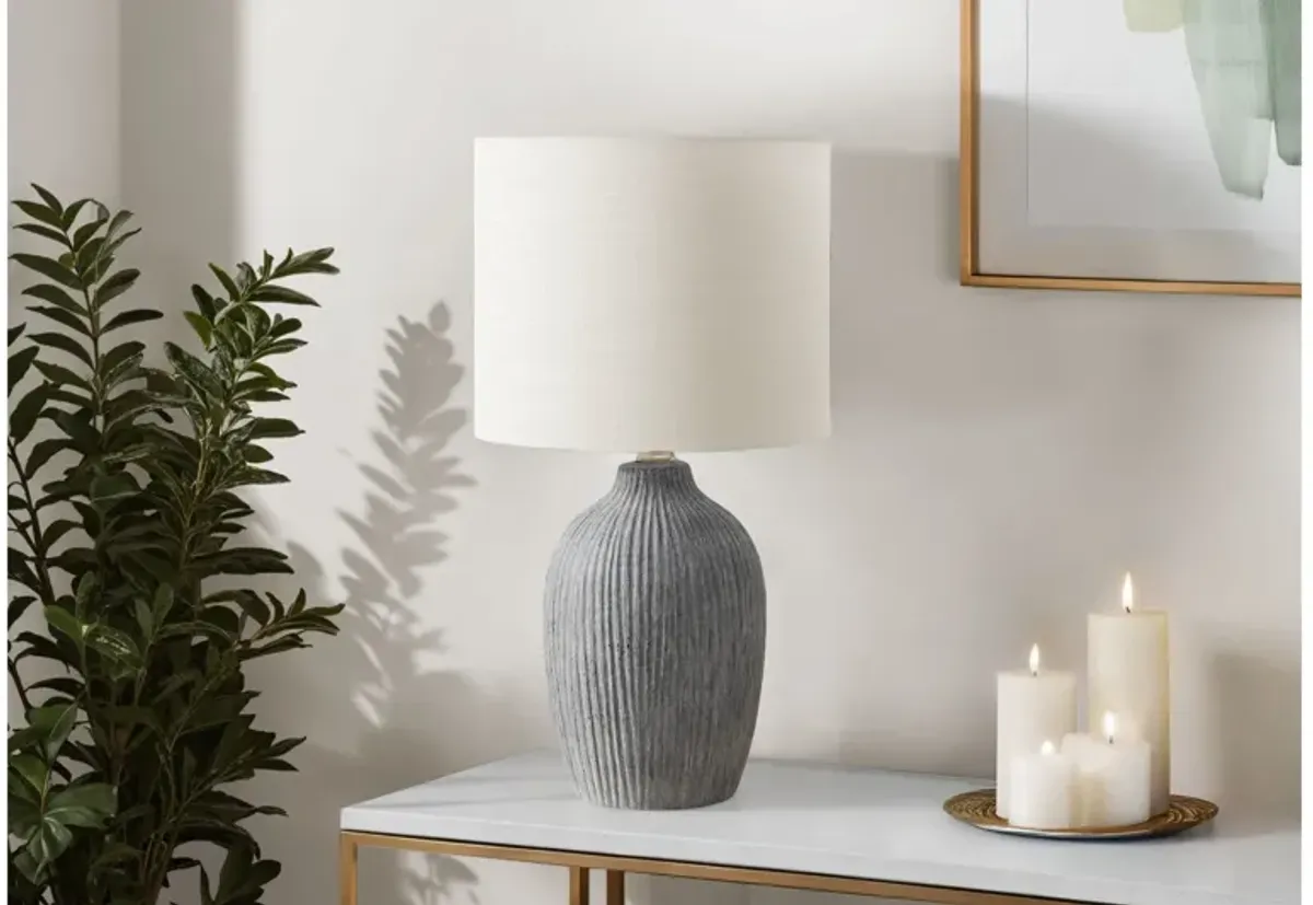 Monarch Specialties I 9785 -18" Table Lamp Grey Ceramic / Ivory Shade