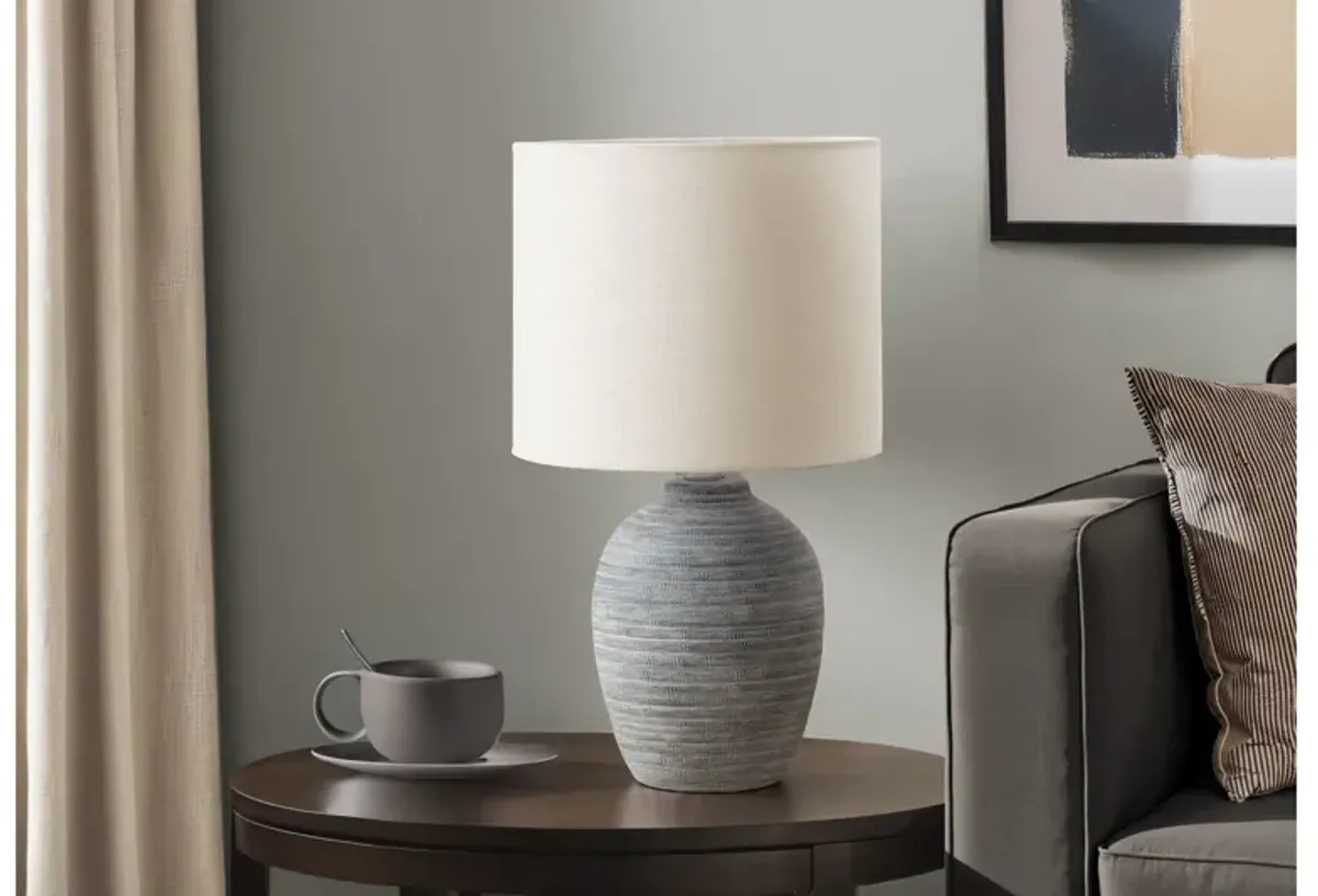 Monarch Specialties I 9788 -17" Table Lamp Grey Ceramic / Ivory Shade