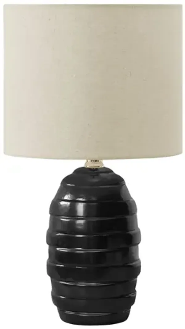 Monarch Specialties I 9790 -17" Table Lamp Black Ceramic / Beige Shade