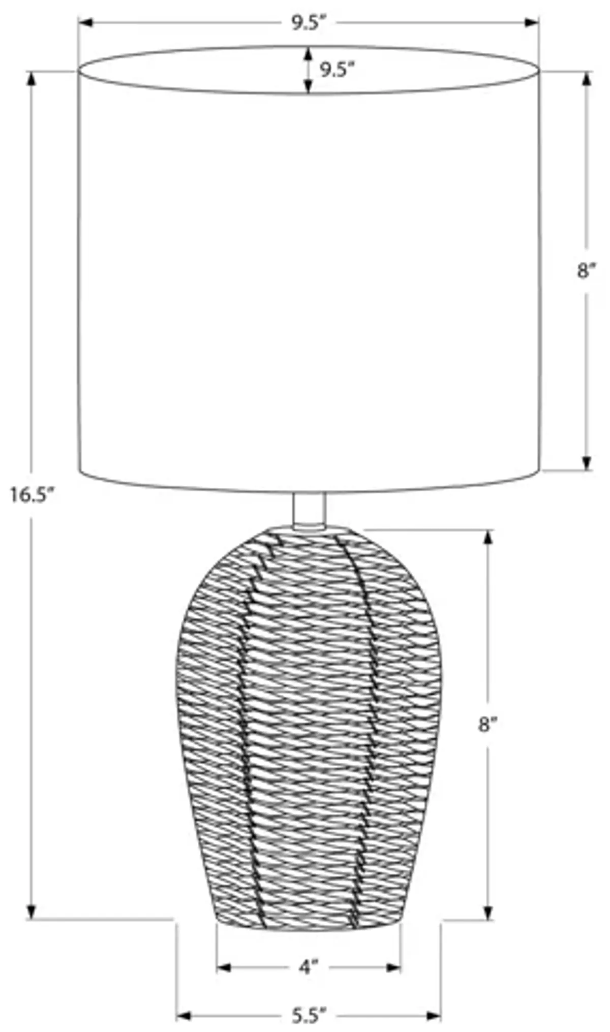 Monarch Specialties I 9853 -17" Table Lamp Black Rattan / Beige Shade