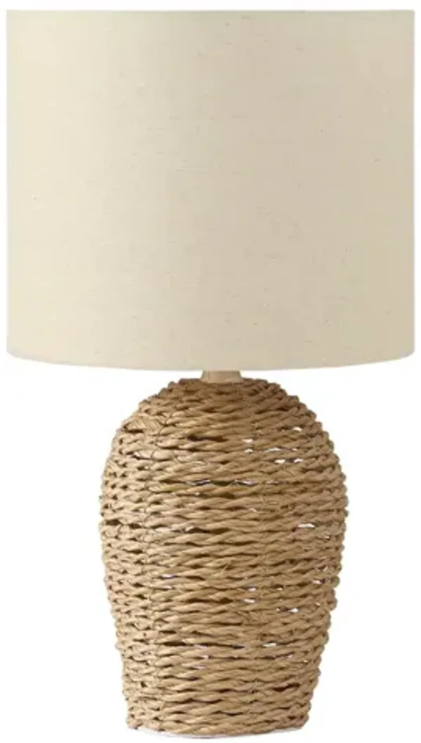 Monarch Specialties I 9854 -17" Table Lamp Natural Rattan / Beige Shade