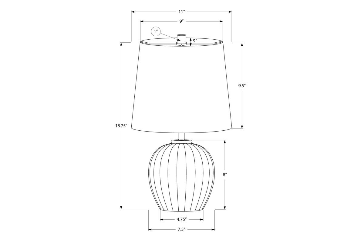 Monarch Specialties I 9868 -19" Black Resin Table Lamp