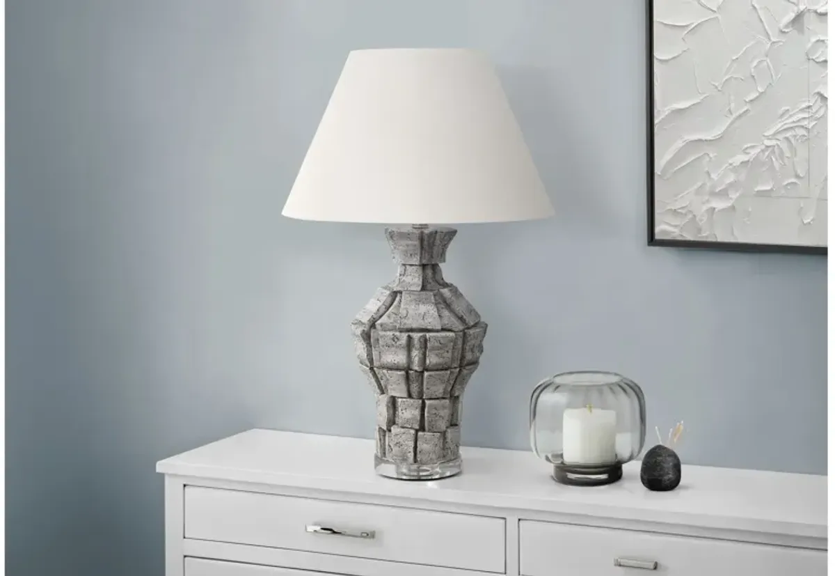 Monarch Specialties I 9936 -28" Grey Resin Table Lamp with Ivory Shade