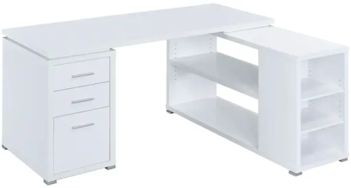 Yvette 60" 3-drawer L-Shape Computer Desk - White