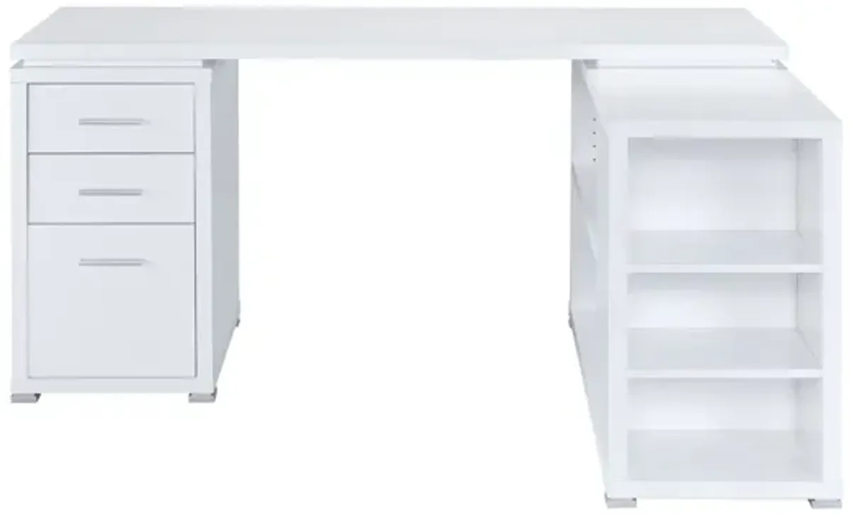 Yvette 60" 3-drawer L-Shape Computer Desk - White