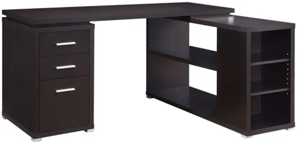 Yvette 60" 3-drawer L-Shape Computer Desk - Cappuccino