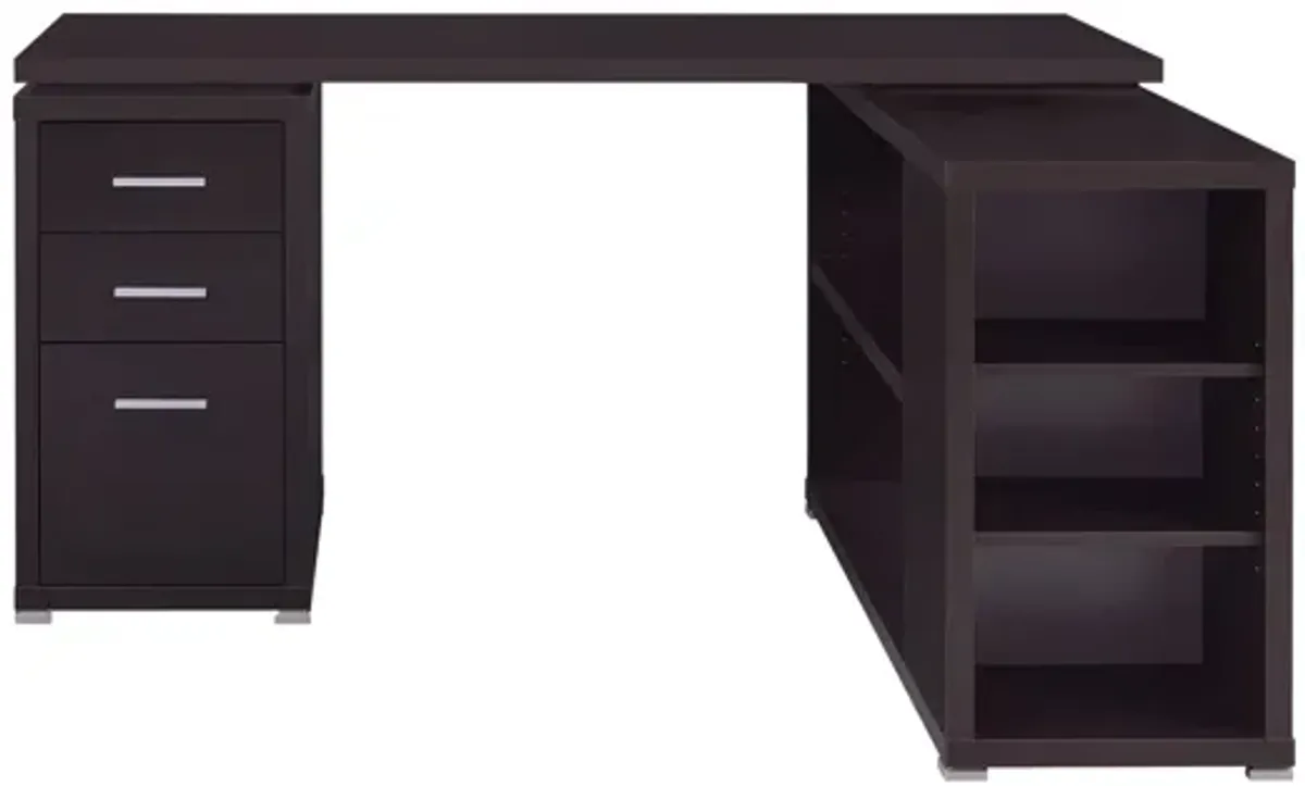 Yvette 60" 3-drawer L-Shape Computer Desk - Cappuccino