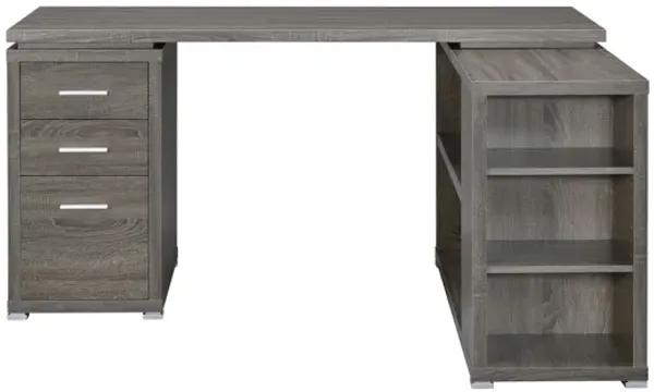 Yvette 60" 3-drawer L-Shape Computer Desk - Weathered Grey