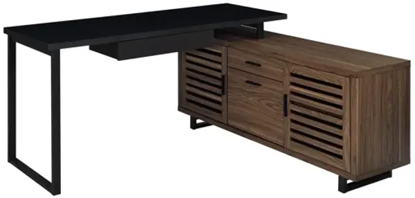 Maddox 60" L-Shape Office Computer Desk - Walnut