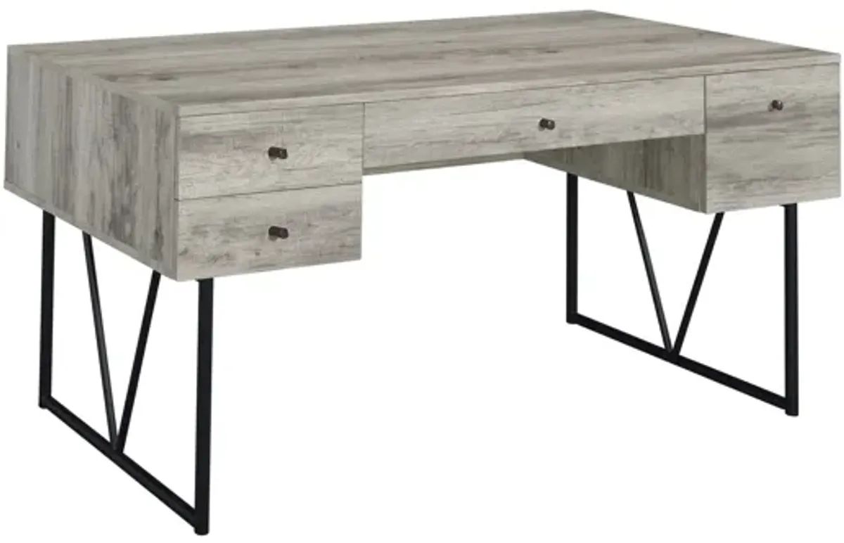 Analiese 63" 4-drawer Writing Desk - Grey Driftwood