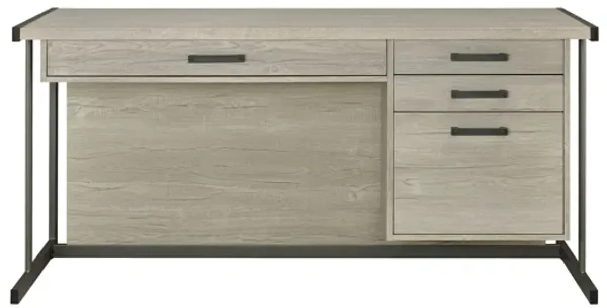 Loomis 60" 4-drawer Computer Desk Whitewashed Grey