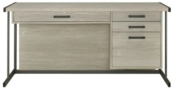 Loomis 60" 4-drawer Computer Desk Whitewashed Grey