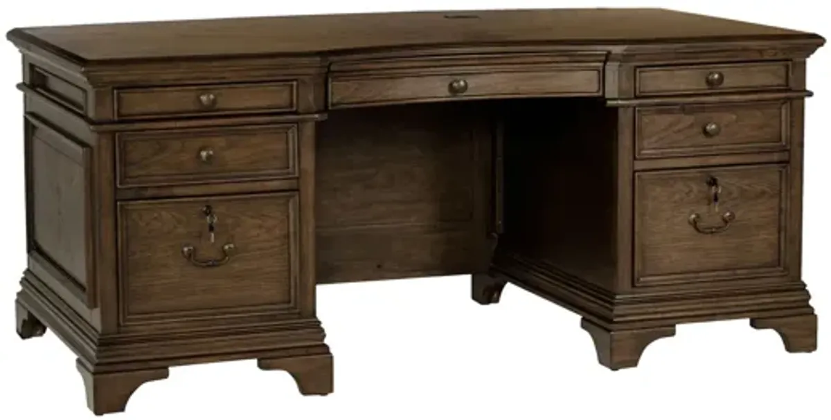 Hartshill 72" 7-drawer Executive Desk - Burnished Oak