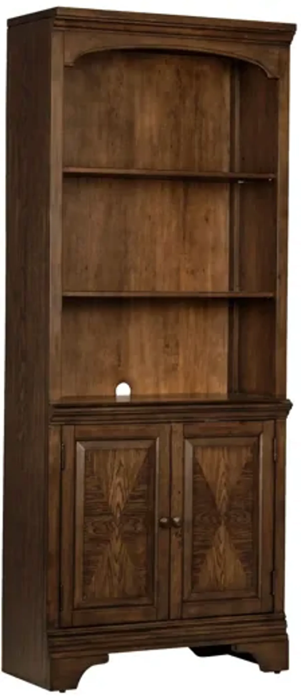 Hartshill 78" 3-shelf Cabinet Bookcase Burnished Oak