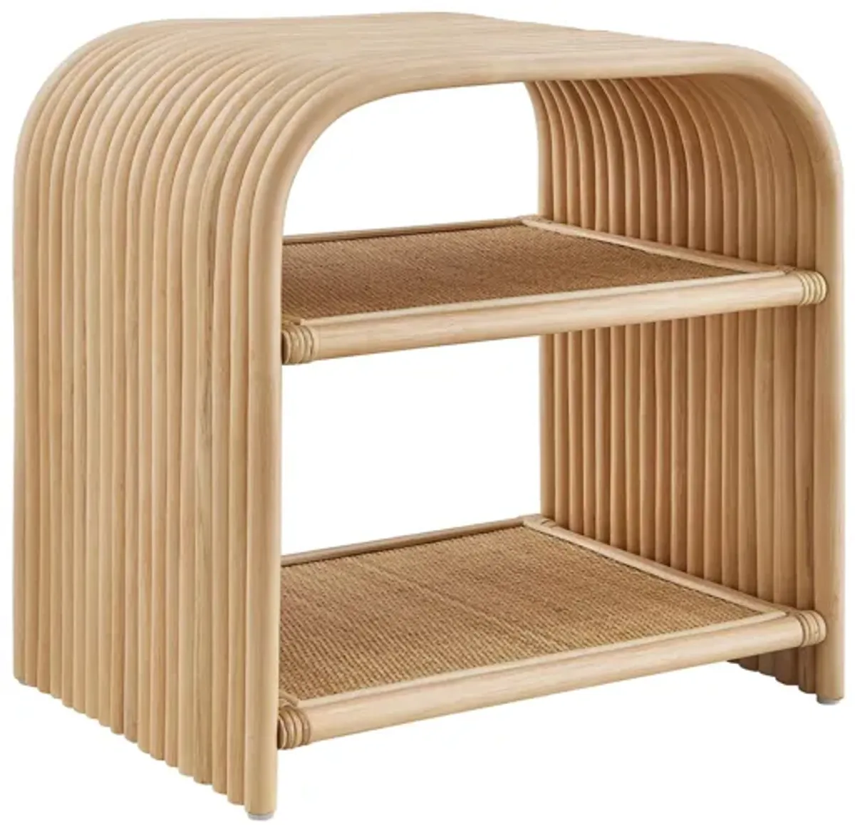 Eve Curved Natural Rattan Side Table by Modway