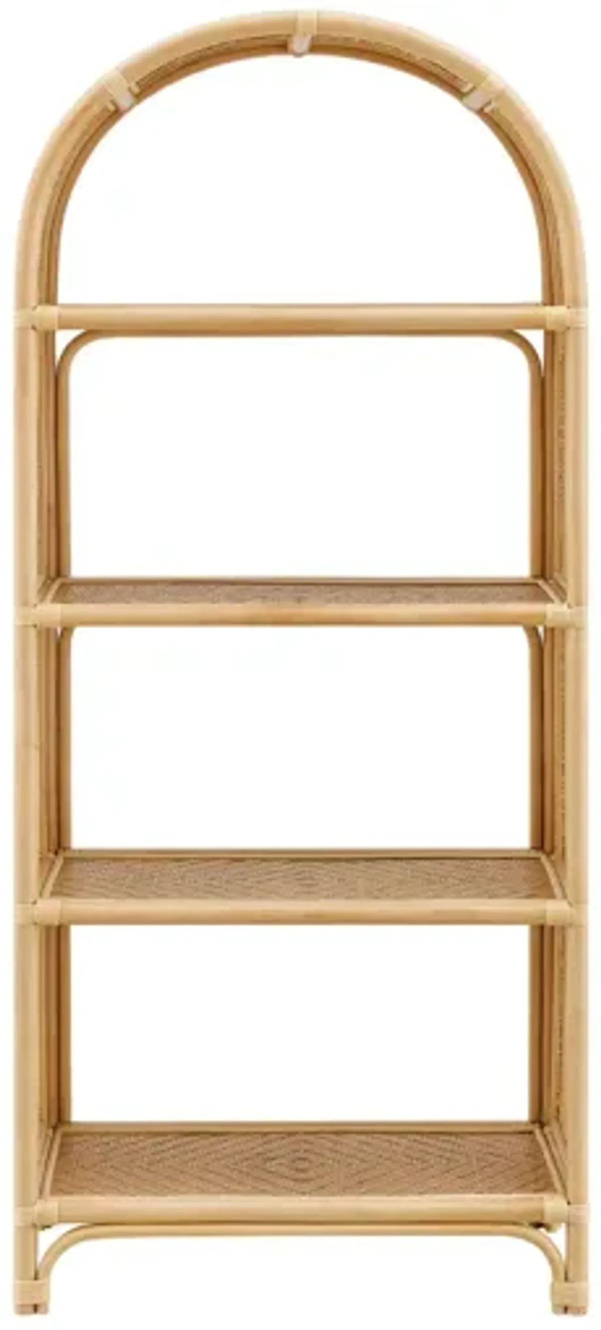 Celeste 67" Tall Arched Natural Rattan Bookshelf by Modway