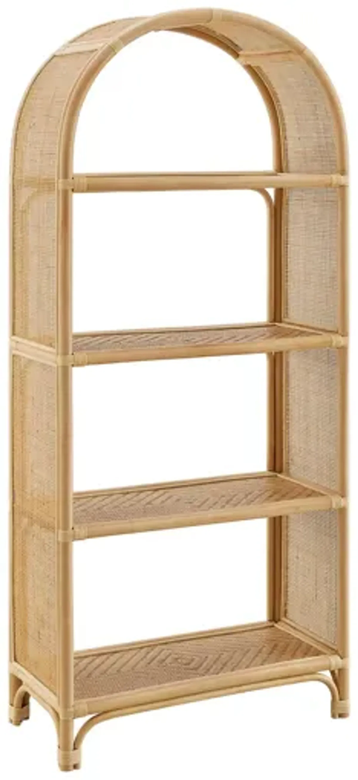 Celeste 67" Tall Arched Natural Rattan Bookshelf by Modway