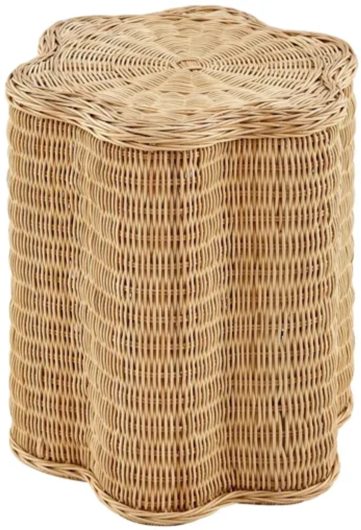 Erika Scalloped Natural Rattan Side Table by Modway