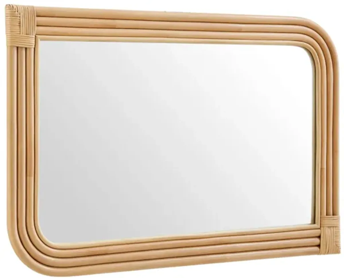 Corsica Curved Rectangle Rattan Wall Mirror by Modway