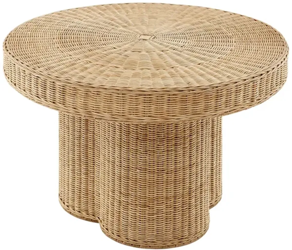 Ainsley 32" Round Natural Rattan Coffee Table by Modway
