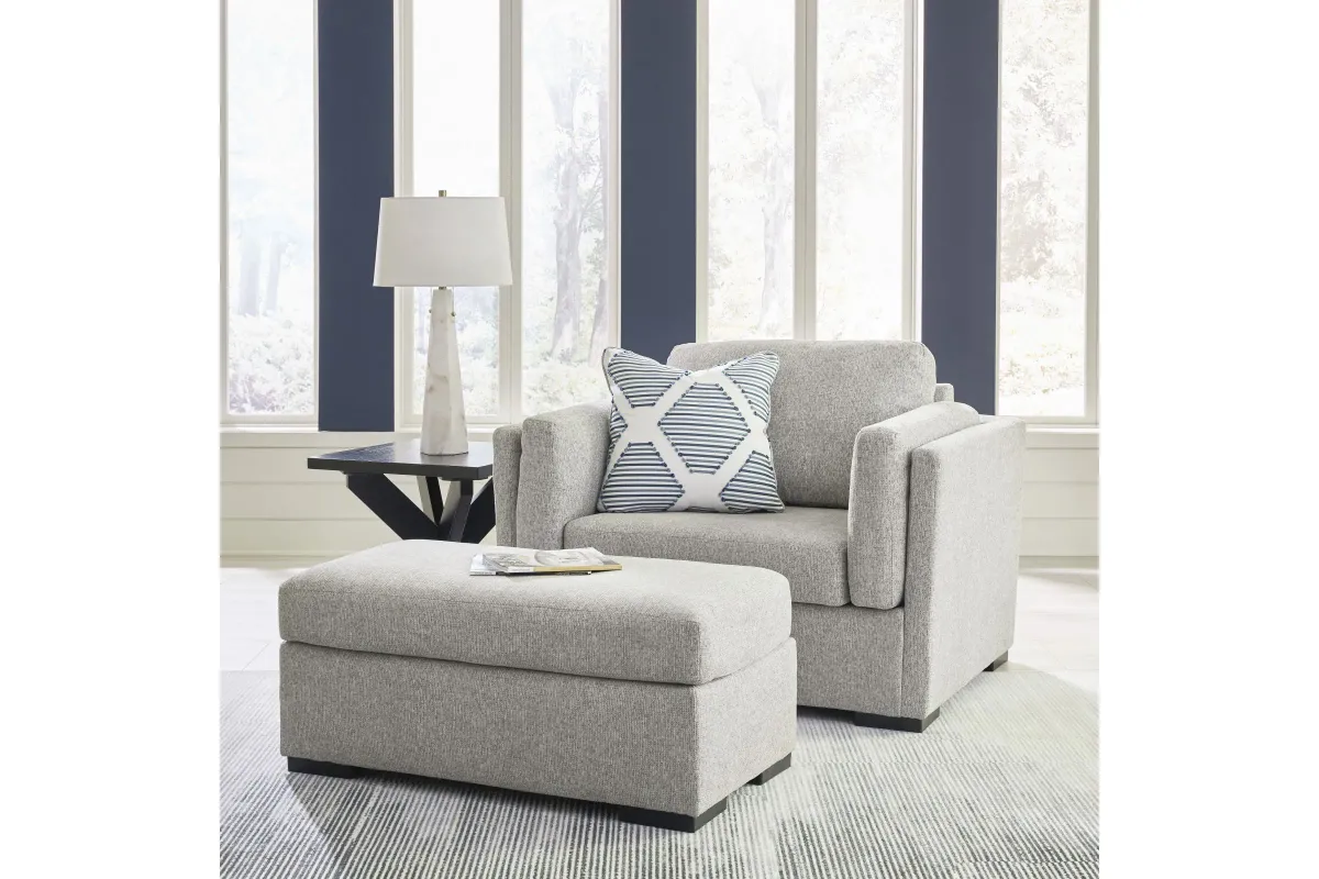 Evansley Grey Chair and Ottoman