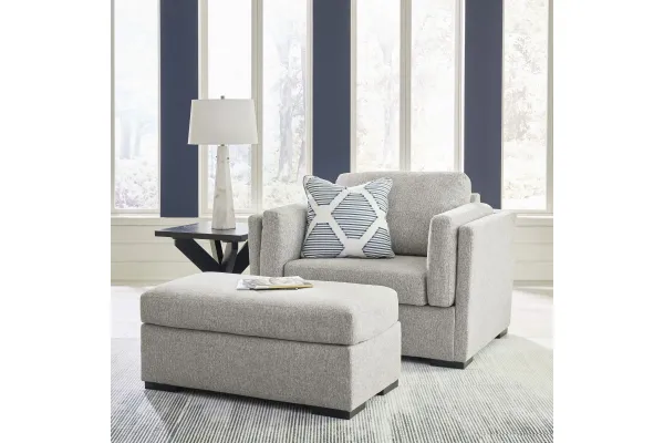 Evansley Grey Chair and Ottoman