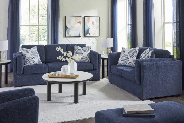 Evansley 4-Piece Navy Living Room Set
