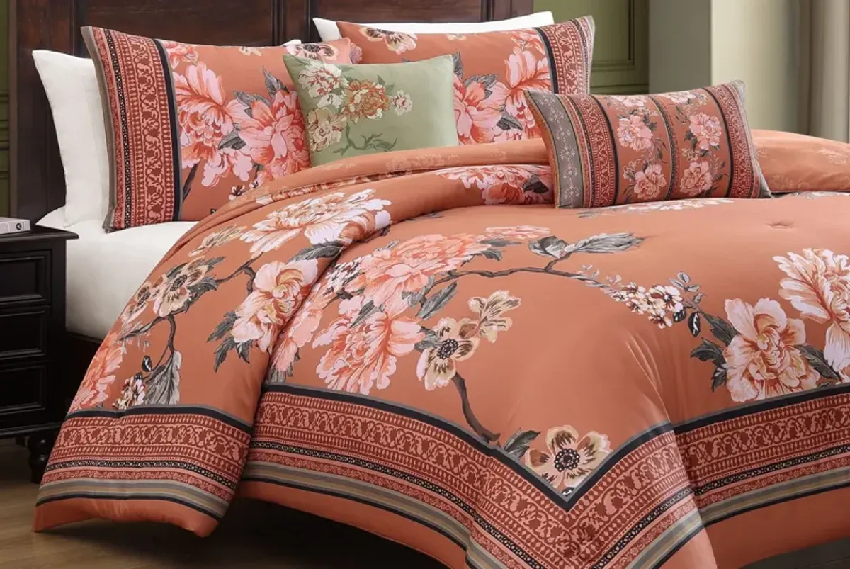 Rossana 5 Piece 100% Cotton Reversible Comforter Set - King