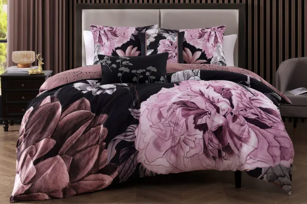 Midnight Meadow 5 Piece 100% Cotton Reversible Comforter Set - Queen