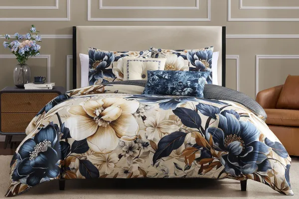 English Manor 5 Piece 100% Cotton Reversible Comforter Set - Queen