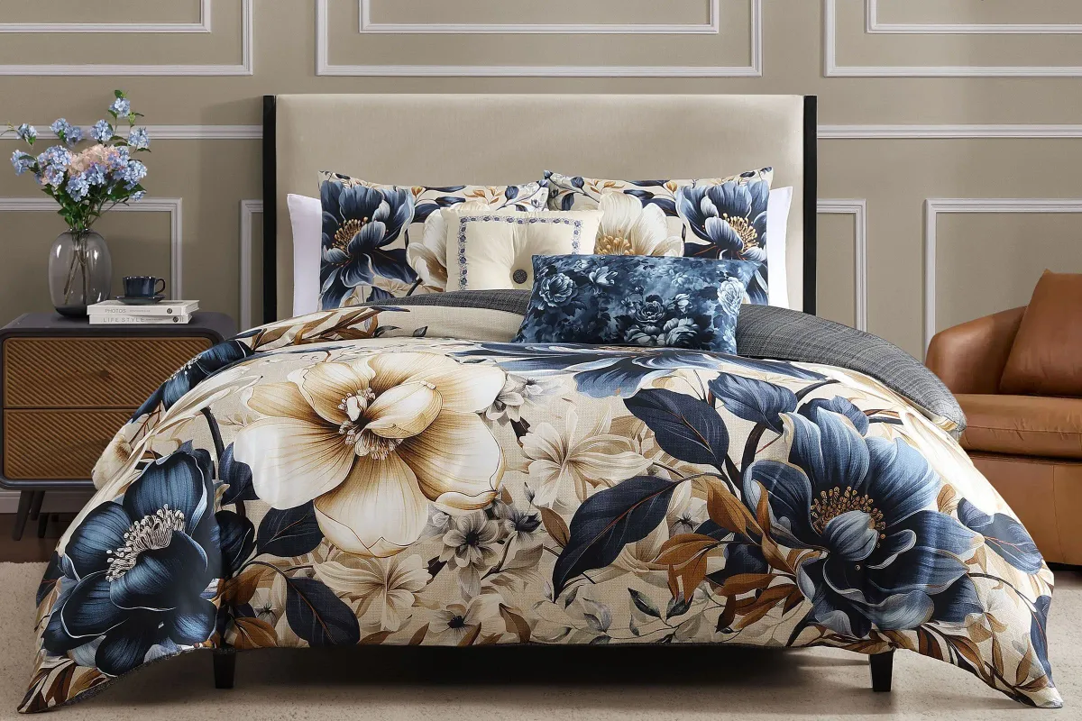 English Manor 5 Piece 100% Cotton Reversible Comforter Set - King