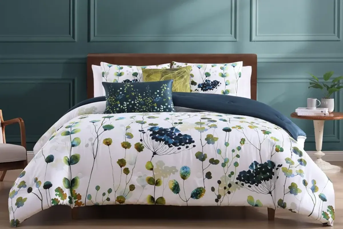 Abstract Vines 5 Piece 100% Cotton Reversible Comforter Set - King