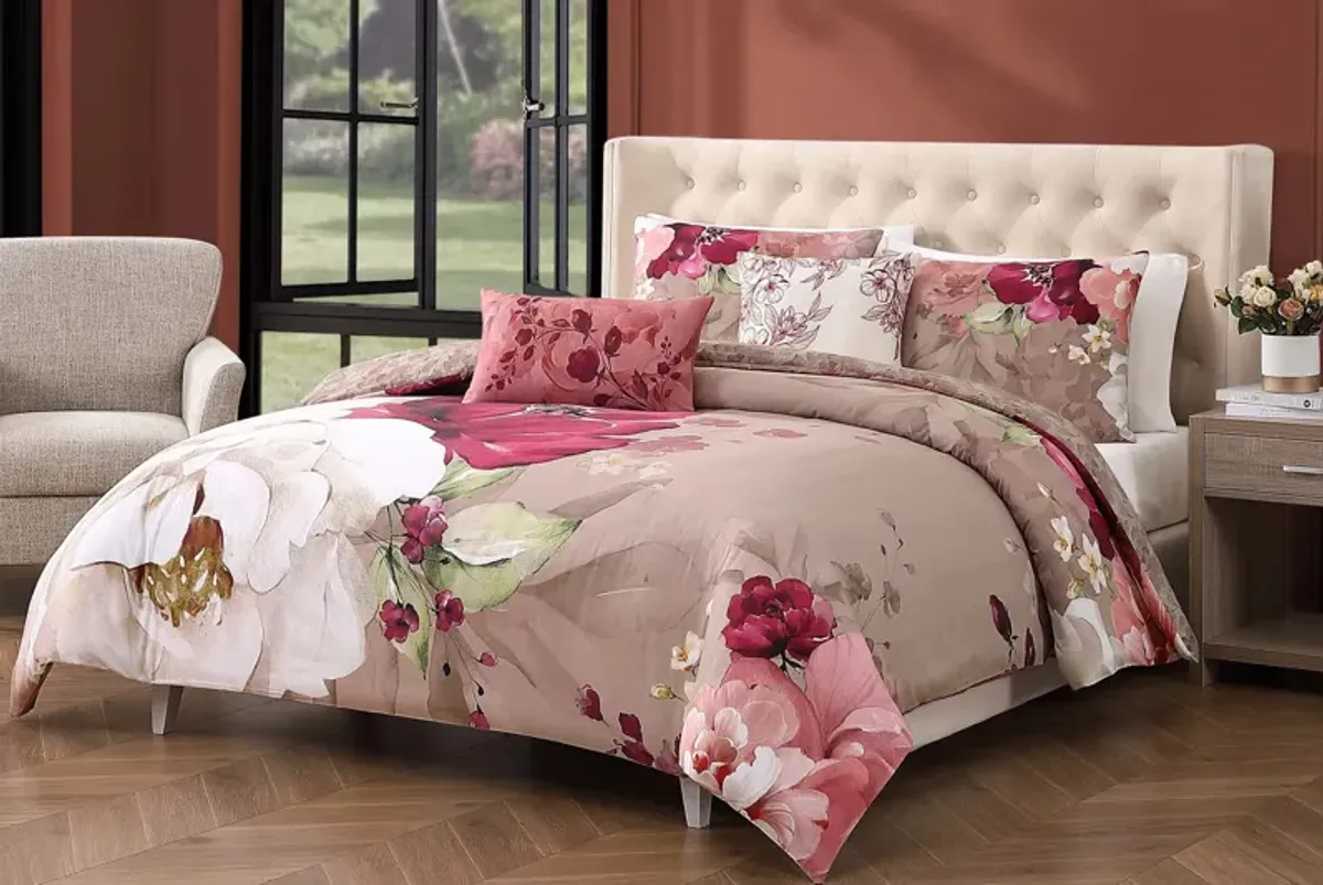 Florence 5 Piece 100% Cotton Reversible Comforter Set - Queen