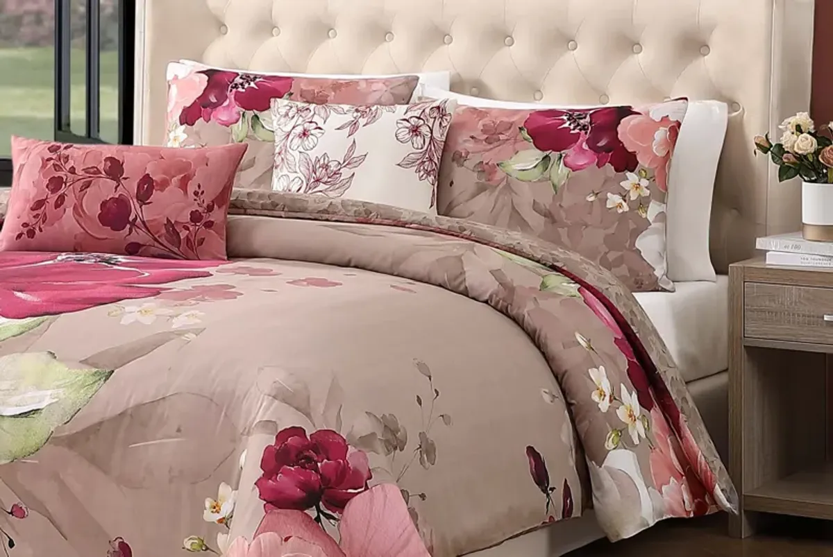 Florence 5 Piece 100% Cotton Reversible Comforter Set - King