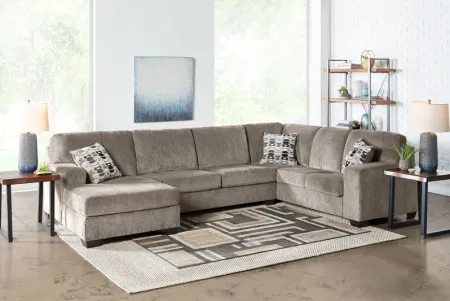 Peyton Platinum 3-Piece Sectional with Left Arm Facing Chaise + Ottoman by Ashley