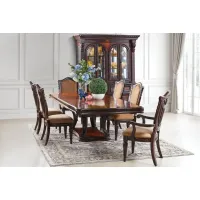 Cabernet Pedestal Table + 4 Upholstered Side Chairs + 2 Upholstered Arm Chairs