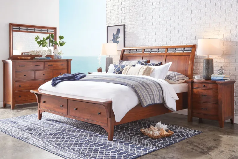 Whistler Solid Mango Queen Storage Bed