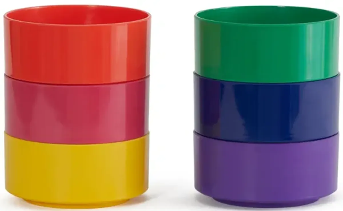 Maxbowl Stackable Bowls by Vignelli - Modern Design - Heller Maxbowl - Set of 6 / Orange