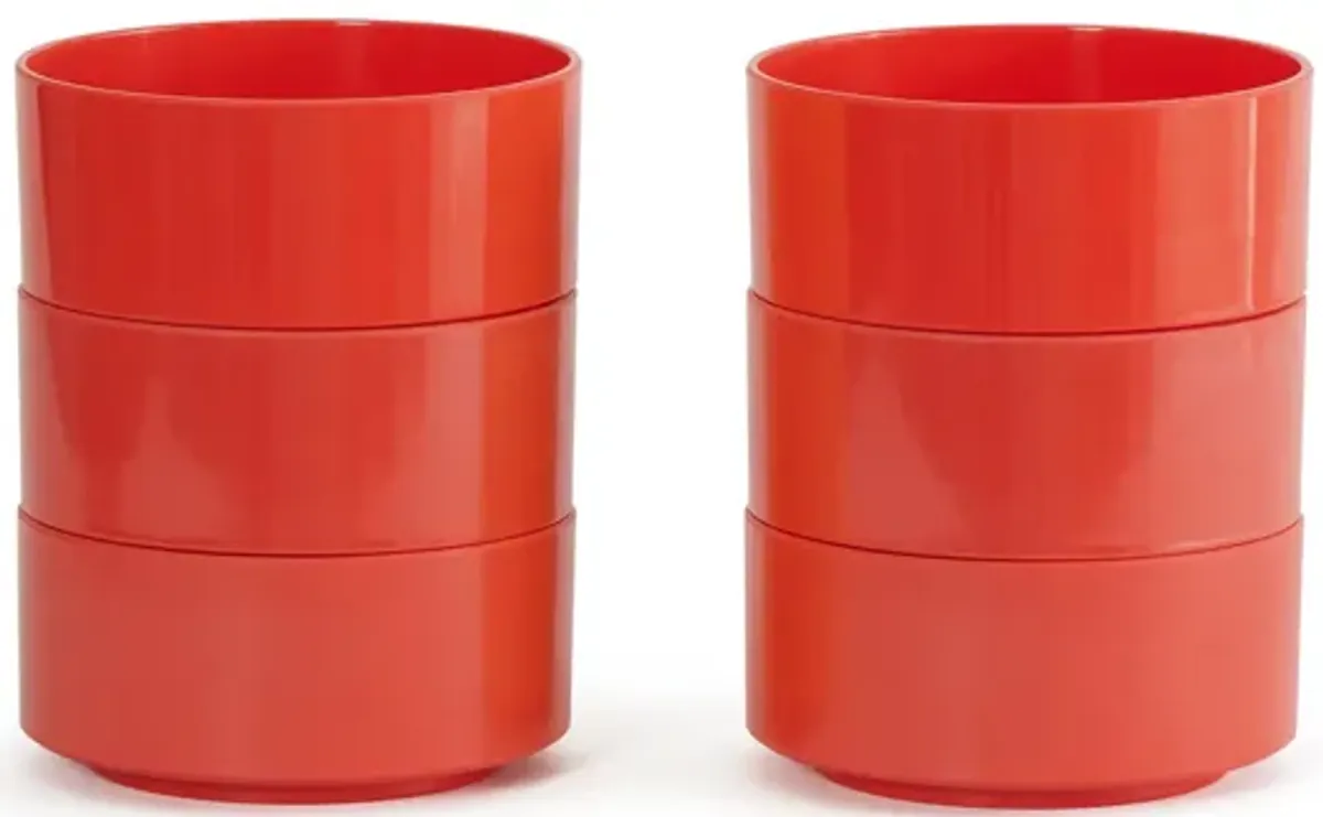 Maxbowl Stackable Bowls by Vignelli - Modern Design - Heller Maxbowl - Set of 6 / Orange