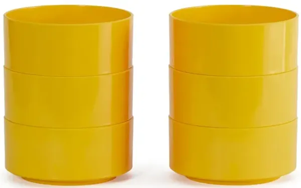 Maxbowl Stackable Bowls by Vignelli - Modern Design - Heller Maxbowl - Set of 6 / Yellow