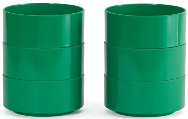 Maxbowl Stackable Bowls by Vignelli - Modern Design - Heller Maxbowl - Set of 6 / Green